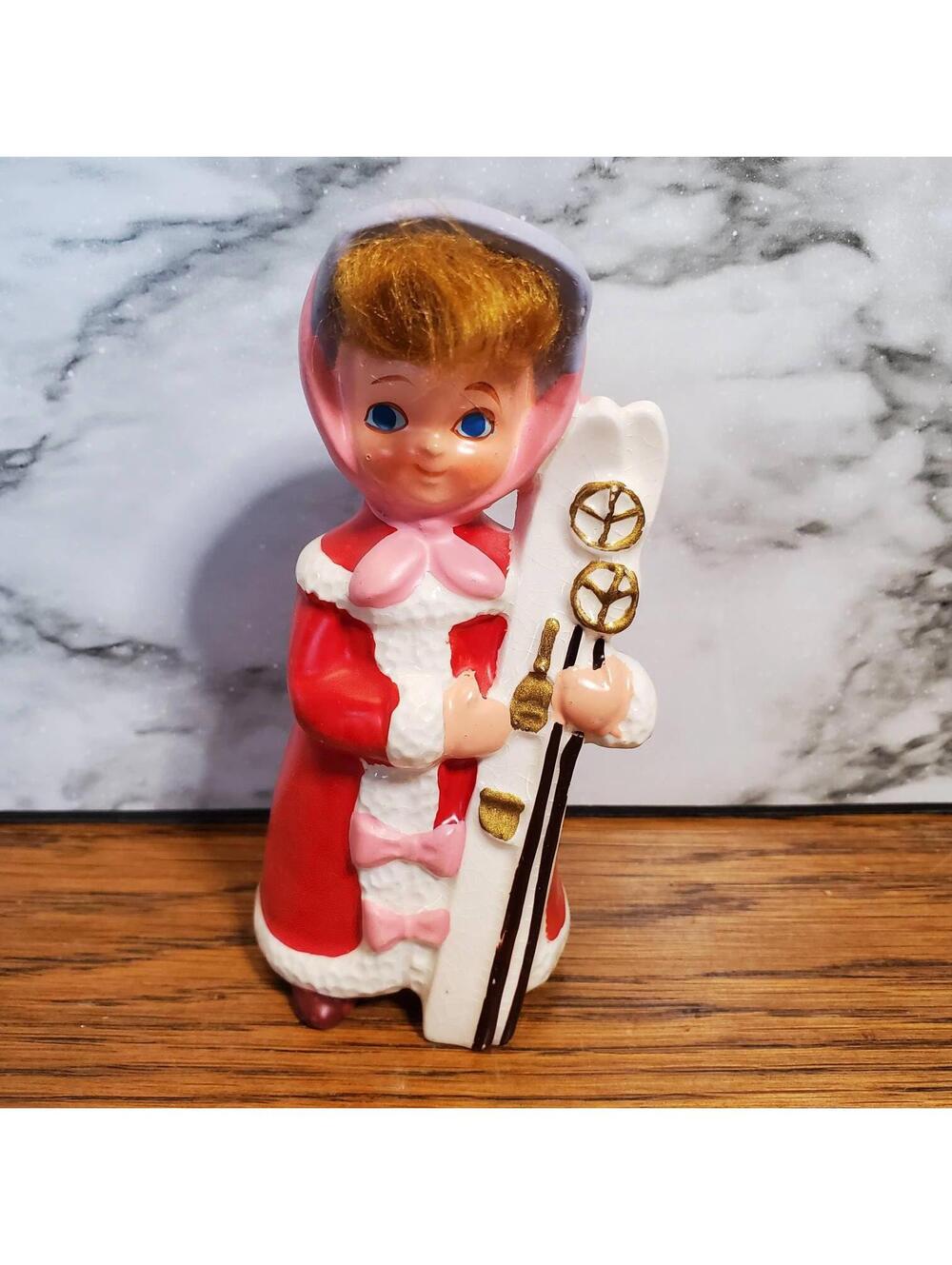 Skier gift, Napcoware, old figurine 1950s, Birthday gift, mcm Christmas Ornament